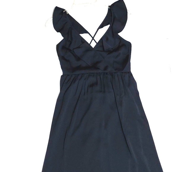 NWT Madewell black ruffle cross back midi dress, XS - Picture 4 of 7